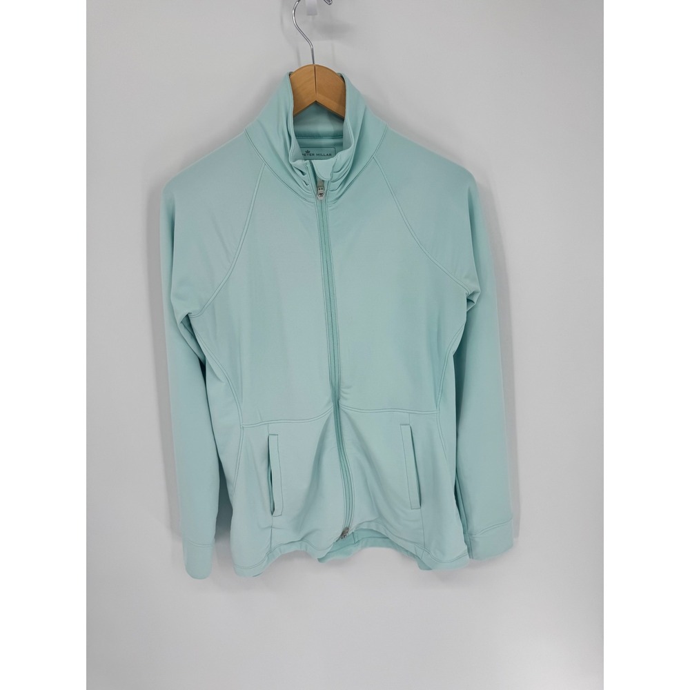 Peter Millar Full Zip Jacket Women Size M Mint Green UPF 50+ Logo Flaw